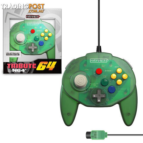 Retro-Bit Tribute64 Forest Green Wired Controller for N64 - Retro-bit - Retro...