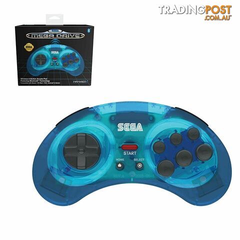 Retro-Bit Sega Mega Drive Bluetooth Arcade Controller for PC (Clear Blue) - Retro-bit - Retro Mega Drive Accessory GTIN/EAN/UPC: 7350002937020 - photo 1 of 3