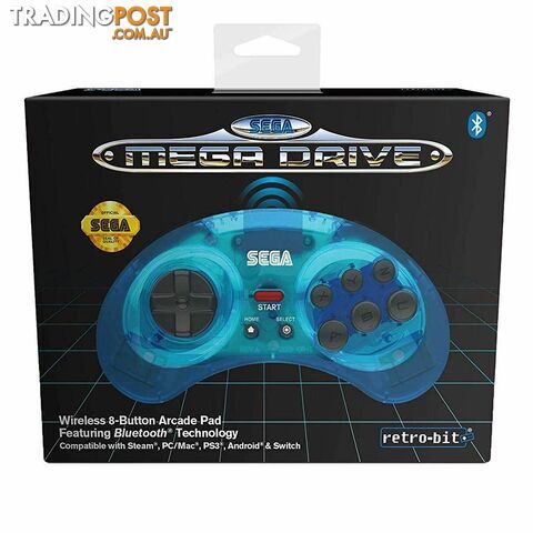 Retro-Bit Sega Mega Drive Bluetooth Arcade Controller for PC (Clear Blue) - Retro-bit - Retro Mega Drive Accessory GTIN/EAN/UPC: 7350002937020 - photo 3 of 3
