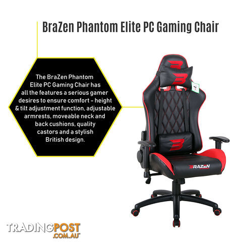 Brazen Phantom Elite PC Gaming Chair (Black) - Brazen Gaming Chairs - Gaming Chair GTIN/EAN/UPC: 5060216442235 - photo 3 of 3