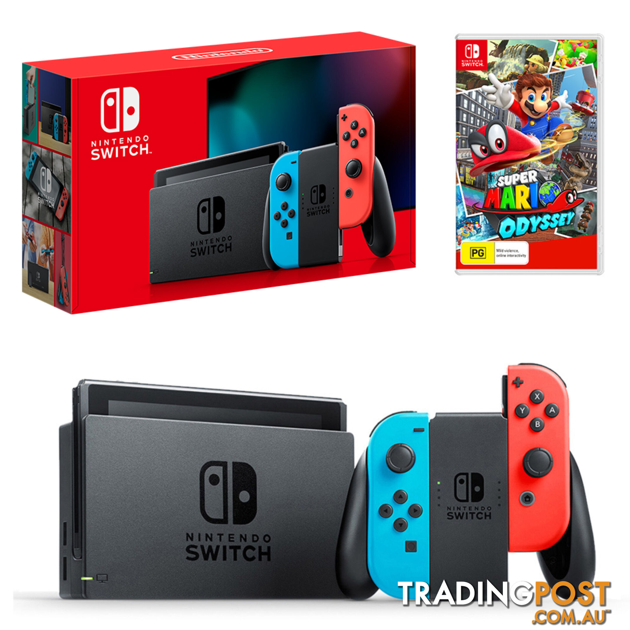 Nintendo Switch Neon Joy-Con Console with Super Mario Odyssey Bundle - Nintendo - Switch Console GTIN/EAN/UPC: 9318113992114