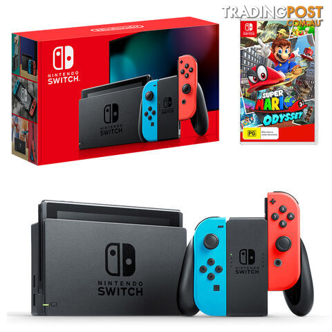 Nintendo Switch Neon Joy-Con Console with Super Mario Odyssey Bundle - Nintendo - Switch Console GTIN/EAN/UPC: 9318113992114