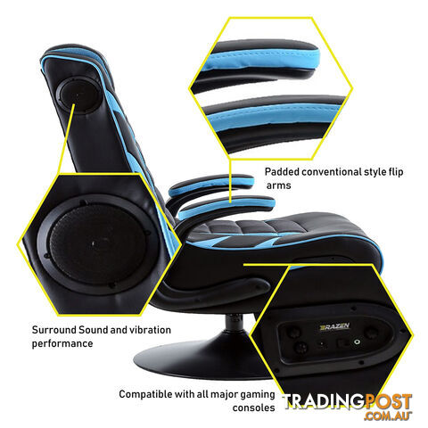 Brazen Panther 2.1 Bluetooth Surround Sound Gaming Chair (Blue) - Brazen Gaming Chairs - Gaming Chair GTIN/EAN/UPC: 5060216442266 - photo 4 of 6