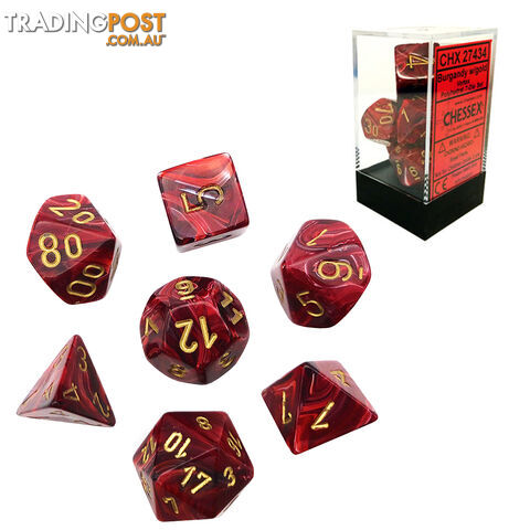 Chessex Vortex Polyhedral 7-Die Dice Set (Burgundy & Gold) - Chessex - Tabletop Accessory GTIN/EAN/UPC: 601982024741