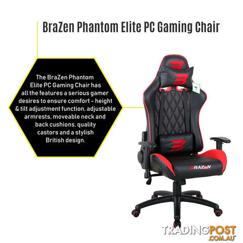 Brazen Phantom Elite PC Gaming Chair (White) - Brazen Gaming Chairs - Gaming Chair GTIN/EAN/UPC: 5060216442198 - photo 3 of 3