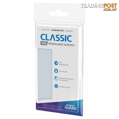 Ultimate Guard Standard Size Classic Resealable 100 Sleeves - Ultimate Guard - Tabletop Trading Cards Accessory GTIN/EAN/UPC: 4056133013222