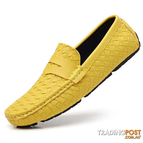 Yellow / 44Zippay Loafers Men Handmade Moccasins Men Flats Casual Leather Shoes Comfy Loafers Shoes