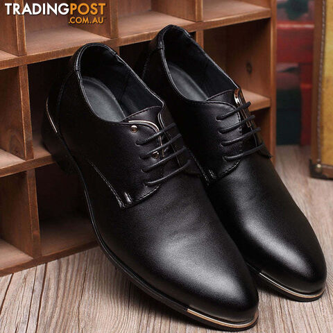Black / 8Zippay Fashion High Quality Genuine Pointed Leather Men Oxfords Lace-Up Business Men Shoes Men Dress Shoes Leather Shoes BRM-423