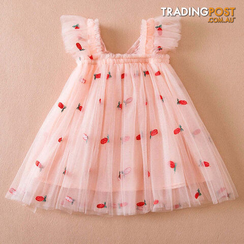 A01959-F / 4TZippay Butterfly Mesh Flying Sleeve Dress Girls Dresses Girls Summer Casual Wear Children's Clothes