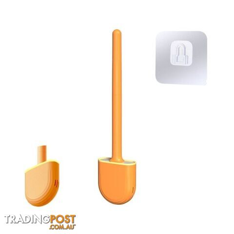 Orange (Not Leaking)Zippay Mini Toilet Brush With Holder Set Long Handled Black Silicone Toilet Cleaner Brush Wall Mounted Wc Toilet Bathroom Accessories