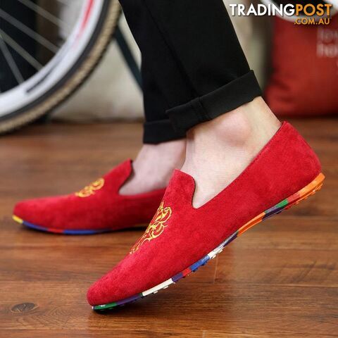 2 / 10Zippay men fashion slip-on Totem Printing flats shoes Nubuck Leather driving shoes men moccasins male boat loafers