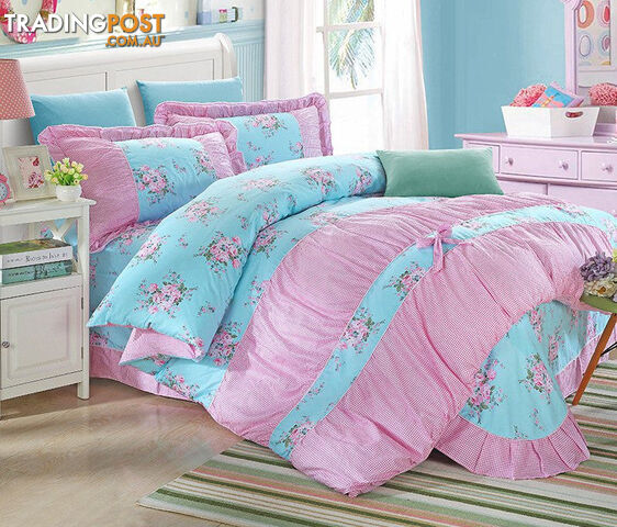 3 / KingZippay YADIDI 100% Cotton Classic Princess Polka Dot Girls Bedding Sets Bedroom Bed Sheet Duvet Cover Pillowcase Twin Queen King size