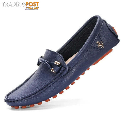 Navy / 39Zippay Loafers Men Shoes Casual Driving Flats Slip-on Shoes Luxury Comfy Moccasins