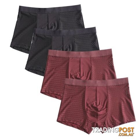 Blk Red / LZippay 4pcs/lot Bamboo Fiber Boxer Pantie Underpant plus size shorts breathable underwear