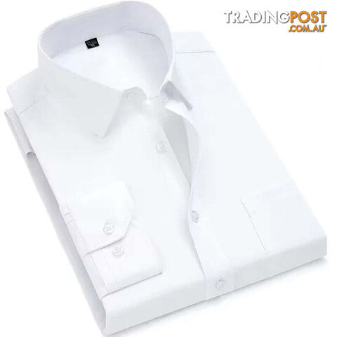 Pure White / 40 - XLZippay Mens Casual Business Long Sleeved Shirt Classic Plaid Striped Male Social Dress Oversized Shirts
