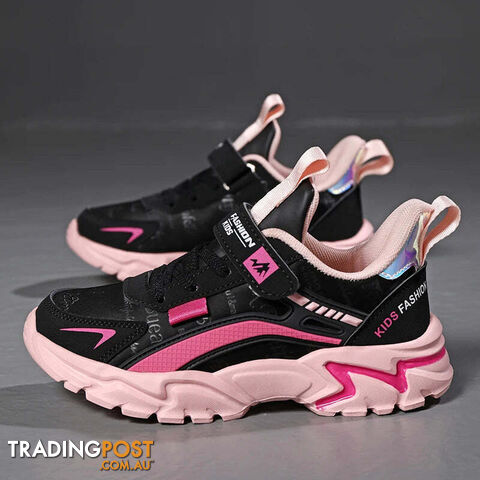 Black / 37Zippay Brand Kids Sports Shoes Outdoor Comfortable Running Shoes Girls Waterproof Sneakers Antislip Children Shoes