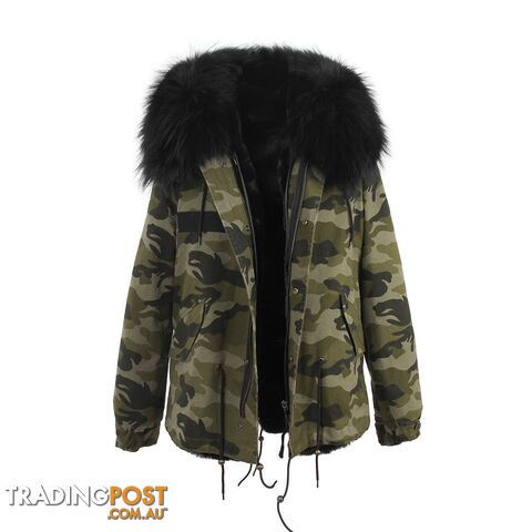 color 14 / LZippay women's army green Large raccoon fur collar hooded coat parkas outwear 2 in 1 detachable lining winter jacket brand style
