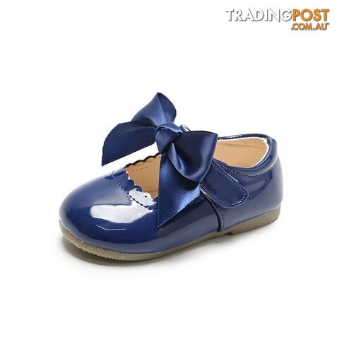 SMG104Blue / CN 28 insole 17.4cmZippay Baby Girls Shoes Cute Bow Patent Leather Princess Shoes Solid Color Kids Gilrs Dancing Shoes First Walkers SMG104