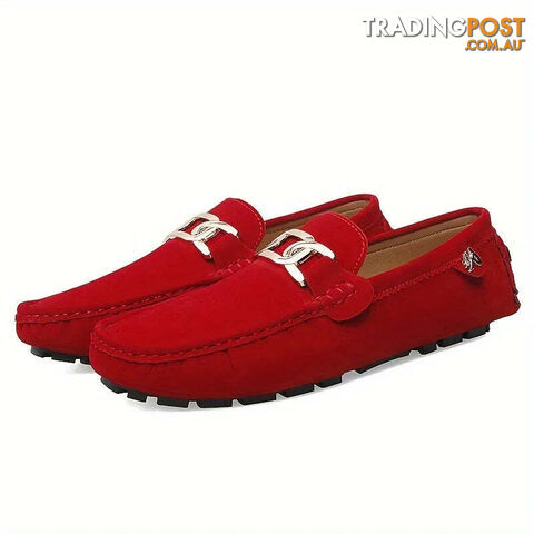 Red / 41Zippay Split Leather Men Loafers Slip on Flats Casual Shoes for Women Moccasins Super Soft Female Footwear