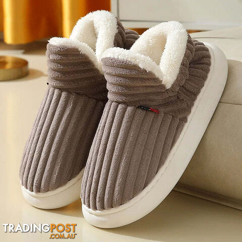 Coffee / CN 38-39Zippay Unisex Home Men Cotton Slippers Casual Plush Shoes Warm Velvet Sneakers