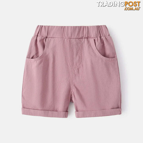 Pink / 6Zippay Cotton Linen Boys Shorts Toddler Kids Summer Knee Length Pants Children's Clothes