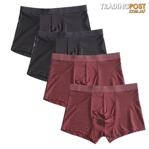 Blk Red / 8XLZippay 4pcs/lot Bamboo Fiber Boxer Pantie Underpant plus size shorts breathable underwear