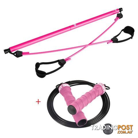 with jump ropeZippay Pilates Bar Kit with Resistance Band Pilates Exercise Stick Toning Bar Fitness Home Yoga Gym, Body Workout