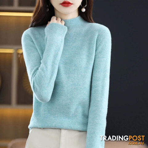 8 / SZippay 100% Pure Wool Half-neck Pullover Cashmere Sweater Women's Casual Knit Top