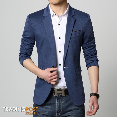 3625 blue / 5XLZippay Slim Fit Casual jacket Cotton Men Blazer Jacket Single Button Gray Mens Suit Jacket Autumn Patchwork Coat Male Suite