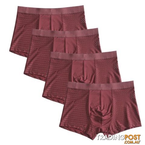 Red / 8XLZippay 4pcs/lot Bamboo Fiber Boxer Pantie Underpant plus size shorts breathable underwear