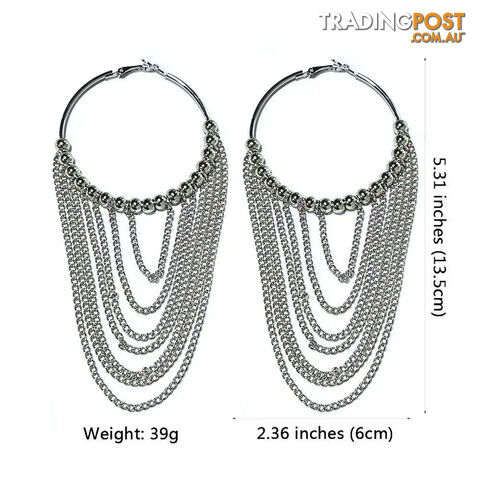 Silver Color SmallZippay Circular Metal Long Tassel Earrings For Women Indian Jewelry Chain Dangle Earrings Gold Color Ball