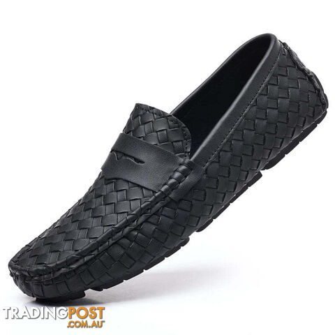 Black / 44Zippay Loafers Men Handmade Moccasins Men Flats Casual Leather Shoes Comfy Loafers Shoes