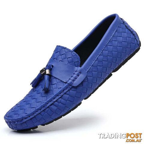 royal blue / 41Zippay Designer Leather Casual Shoes for Men High Quality Fashion Comfortable Man's Loafers Flats Driving Shoes