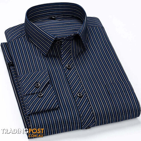 2109 / 39 - LZippay Mens Casual Business Long Sleeved Shirt Classic Plaid Striped Male Social Dress Oversized Shirts