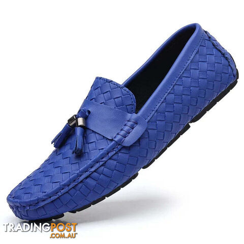 royal blue / 38Zippay Designer Leather Casual Shoes for Men High Quality Fashion Comfortable Man's Loafers Flats Driving Shoes
