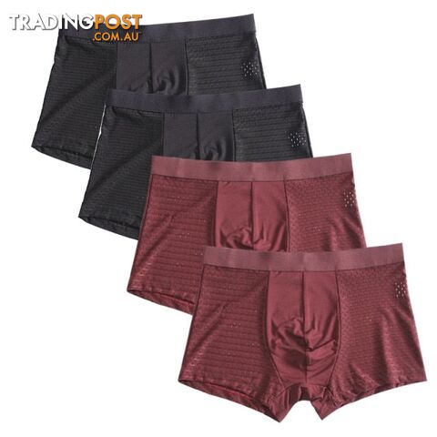 Blk Red / 4XLZippay 4pcs/lot Bamboo Fiber Boxer Pantie Underpant plus size shorts breathable underwear