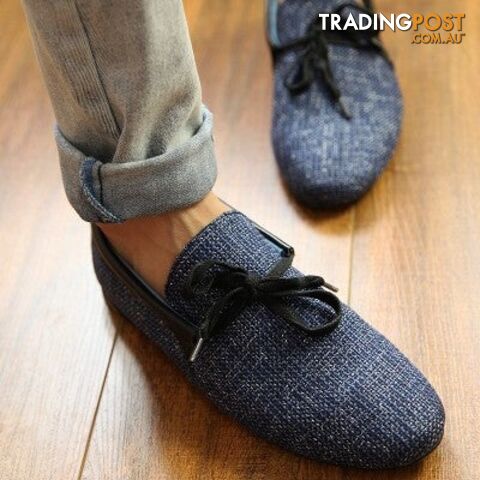 01Blue / 8Zippay Quality Mens Canvas Casual Lace Slip On Loafer Shoes Moccasins Driving Shoes men flats