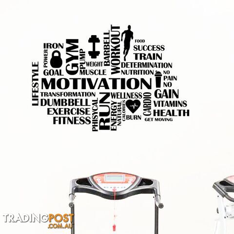 Brown / 110x75 cmZippay Gym Motivational Words Wall Decal Fitness Sport Vinyl Wall Sticker Home Decor GYM Work Out Wall Decoration