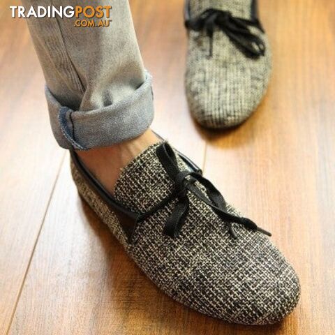 01Black / 8.5Zippay Quality Mens Canvas Casual Lace Slip On Loafer Shoes Moccasins Driving Shoes men flats
