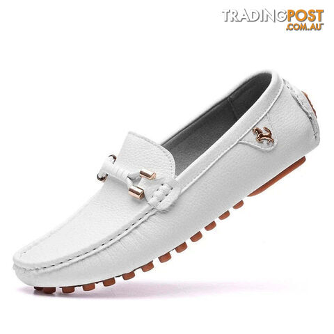 White / 39Zippay Loafers Men Shoes Casual Driving Flats Slip-on Shoes Luxury Comfy Moccasins