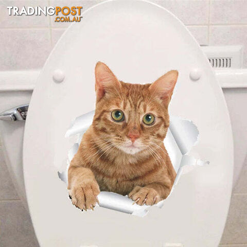 cat13Zippay Cats 3D Wall Sticker Toilet Stickers Hole View Vivid Dogs Bathroom For Home Decoration Animals Vinyl Decals Art Wallpaper Poster