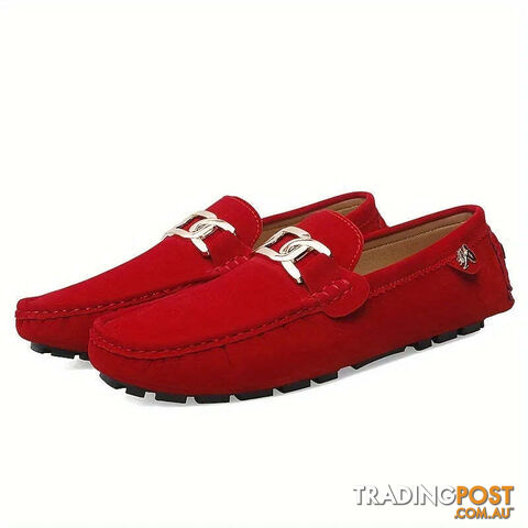Red / 37Zippay Split Leather Men Loafers Slip on Flats Casual Shoes for Women Moccasins Super Soft Female Footwear