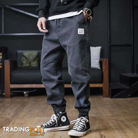 Black / 7XL(43-46)Zippay Jeans Men Loose Joggers Streetwear Harem Jeans Cargo Pants Ankle-Length Denim Trousers