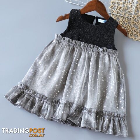 BN087 gray / 5Zippay Girls Dress Sleeveless Baby Kids Clothes Summer Children Clothing Leaf Embroidery Girl Clothes Toddler Dresses