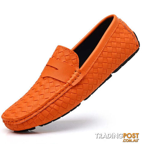 Orange / 42Zippay Loafers Men Handmade Moccasins Men Flats Casual Leather Shoes Comfy Loafers Shoes