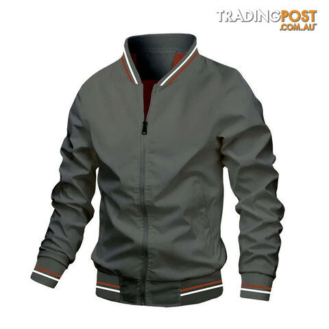 Grey / MZippay Bomber Jacket Men Casual Windbreaker Jacket Coat Men High Quality Outwear Zipper Stand Collar Military Jacket Mens