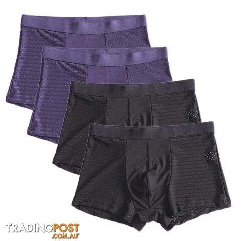 Blue Blk / 7XLZippay 4pcs/lot Bamboo Fiber Boxer Pantie Underpant plus size shorts breathable underwear