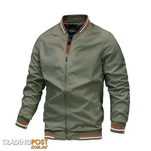 Green / XXXLZippay Bomber Jacket Men Casual Windbreaker Jacket Coat Men High Quality Outwear Zipper Stand Collar Military Jacket Mens