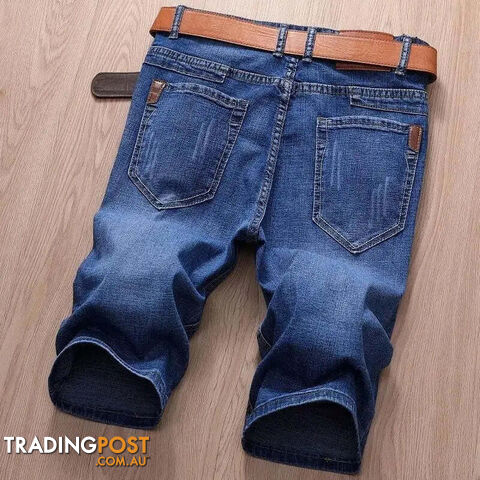 Blue 816 / 36Zippay Summer Men Short Denim Jeans Thin Knee Length New Casual Cool Pants Short Elastic Daily High Quality Trousers New Arrivals