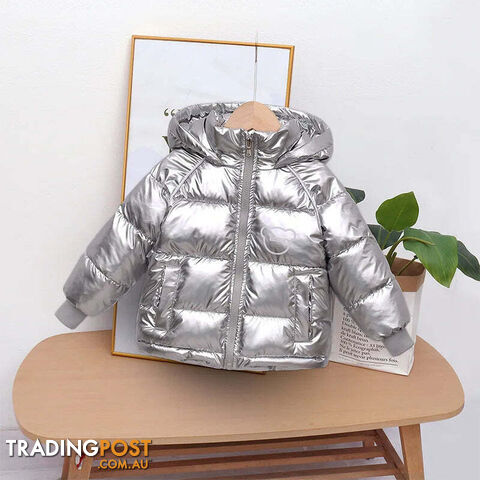 Silver / 7Zippay Winter coat hooded Down jacket thickened cartoon print childrens clothes